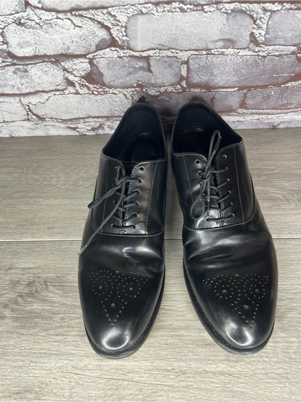 Clarks Black Leather Oxford Lace Up Dress Wingtip Shoes Men Sz 10.5M US/44EU